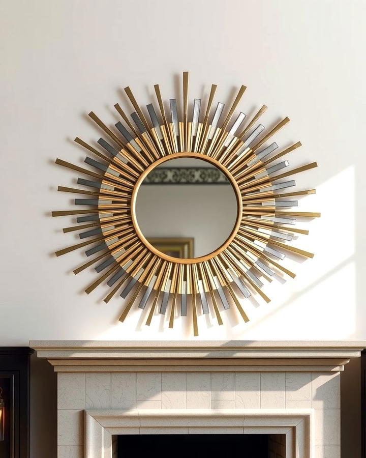 Sunburst Mirror - 25 Mirror Over Fireplace Ideas