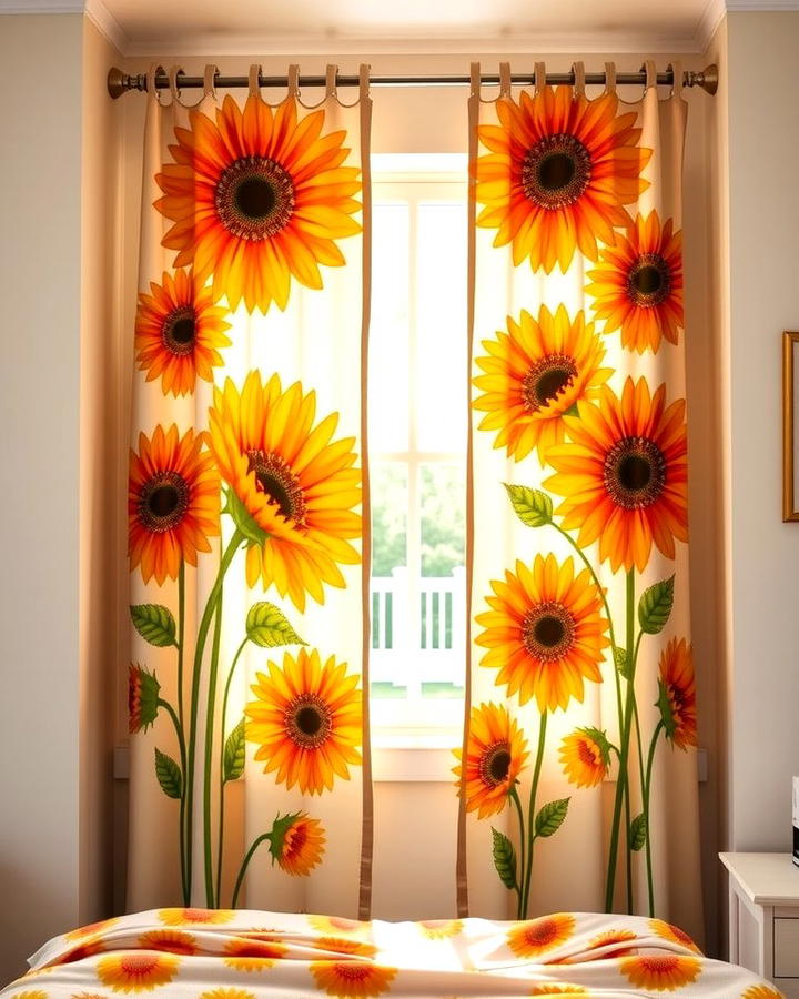 Sunflower Curtains 2 - 25 Sunflower Bedroom Ideas