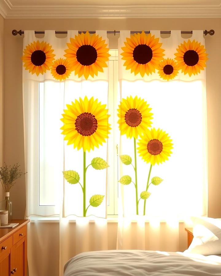 Sunflower Curtains - 25 Sunflower Bedroom Ideas