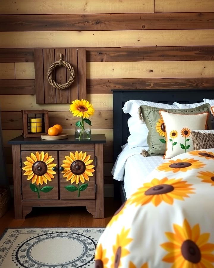 Sunflower Nightstands - 25 Sunflower Bedroom Ideas