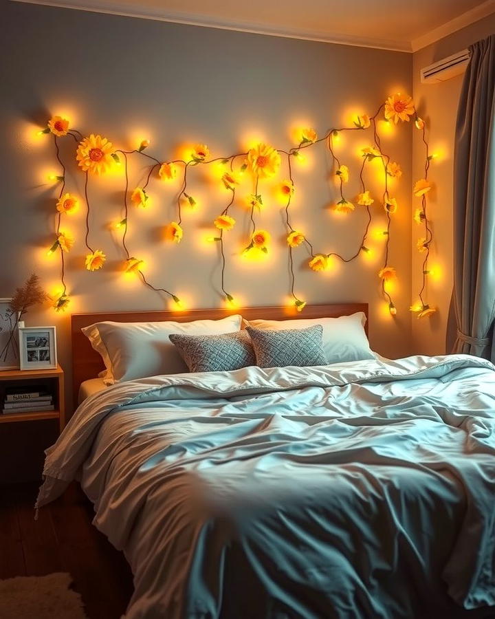 Sunflower String Lights - 25 Sunflower Bedroom Ideas