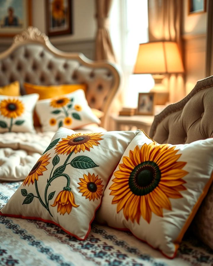 Sunflower Throw Pillows - 25 Sunflower Bedroom Ideas