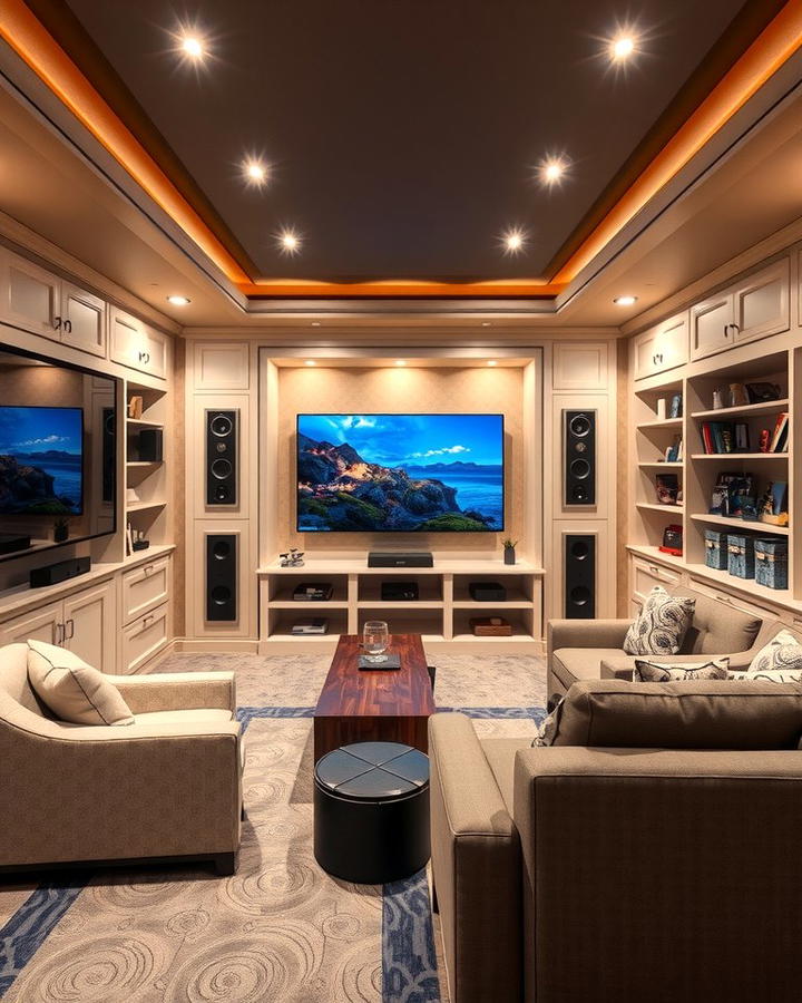 Sunken Entertainment Hub - 25 Sunken Living Room Ideas