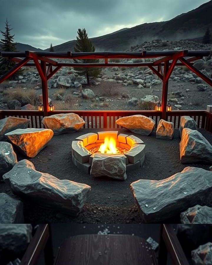 Sunken Fire Pit with Boulder Seating - 25 Rock Fire Pit Ideas