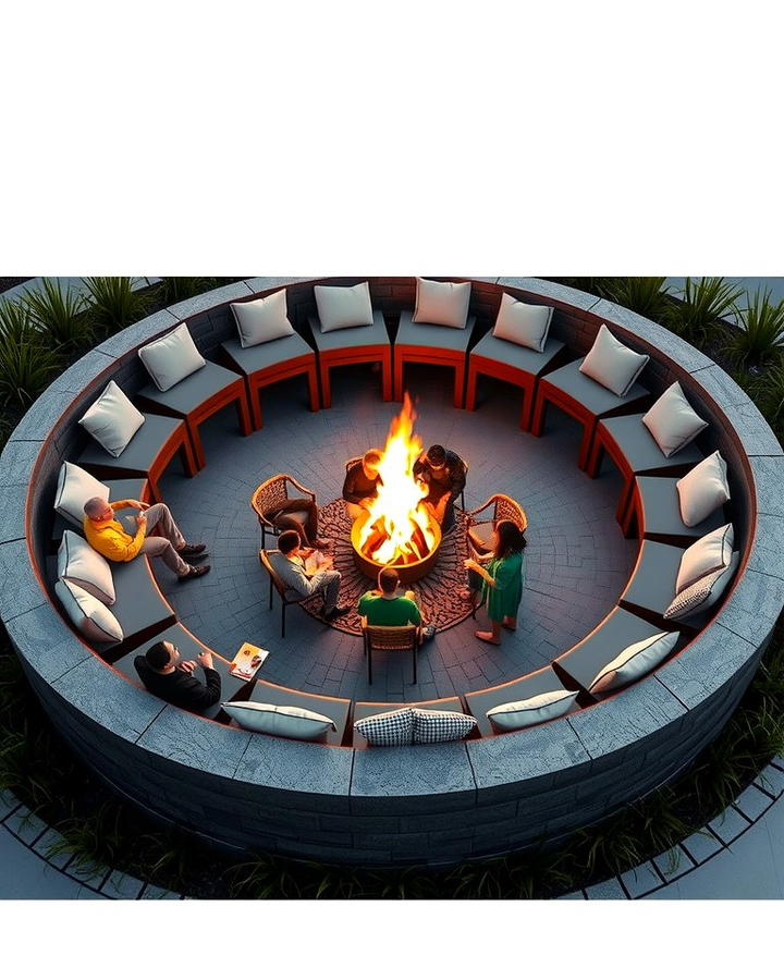 Sunken Fire Pit with Circular Seating - 25 Sunken Fire Pit Ideas