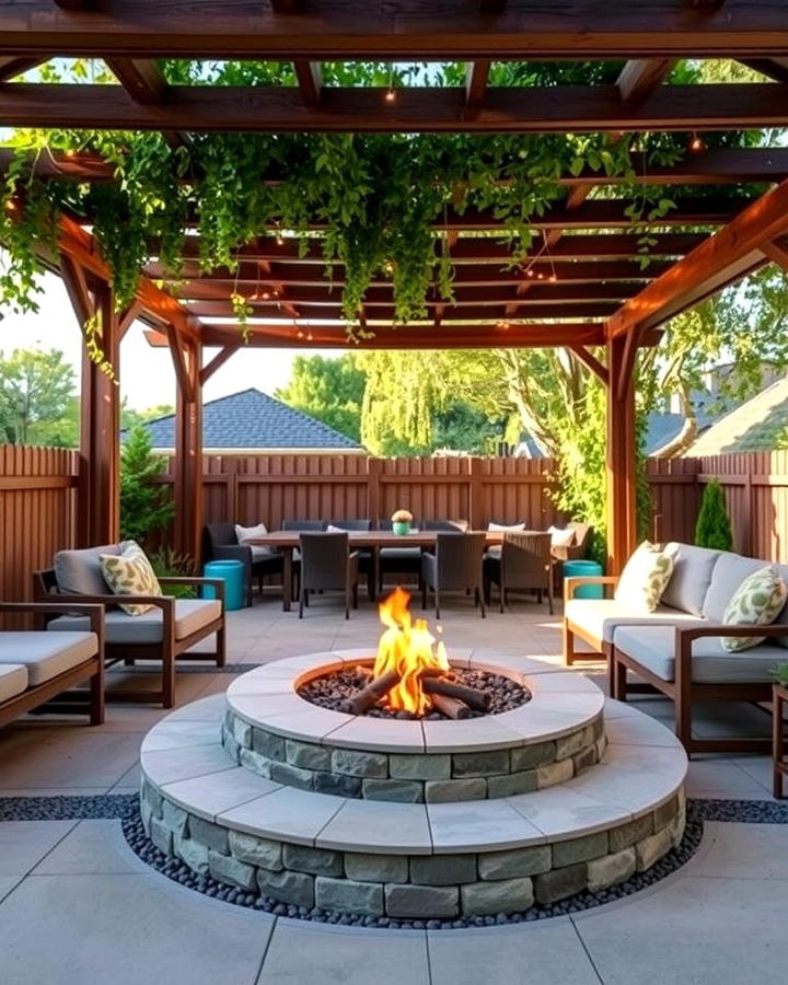 Sunken Fire Pit with Pergola - 25 Sunken Fire Pit Ideas