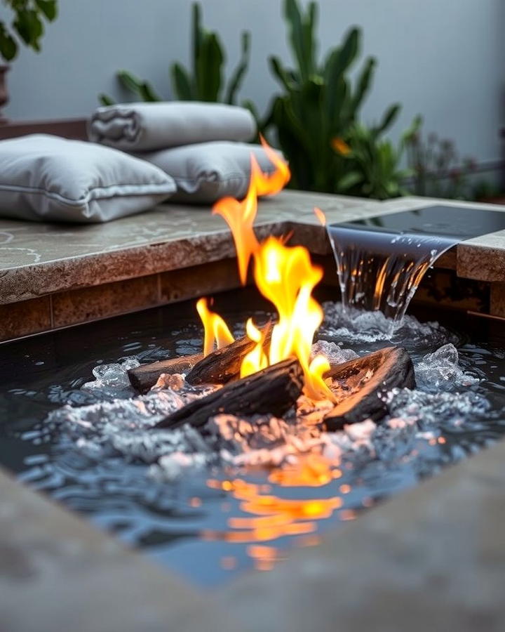 Sunken Fire Pit with Water Feature - 25 Sunken Fire Pit Ideas