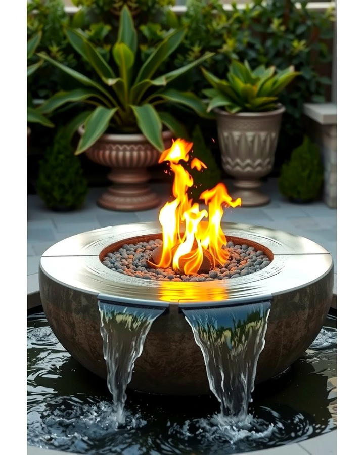 Sunken Fire Pit with Water Features - 25 Sunken Fire Pit Ideas