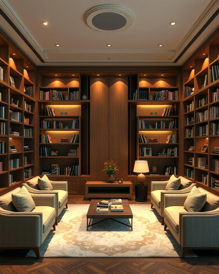 Sunken Library Lounge - 25 Sunken Living Room Ideas