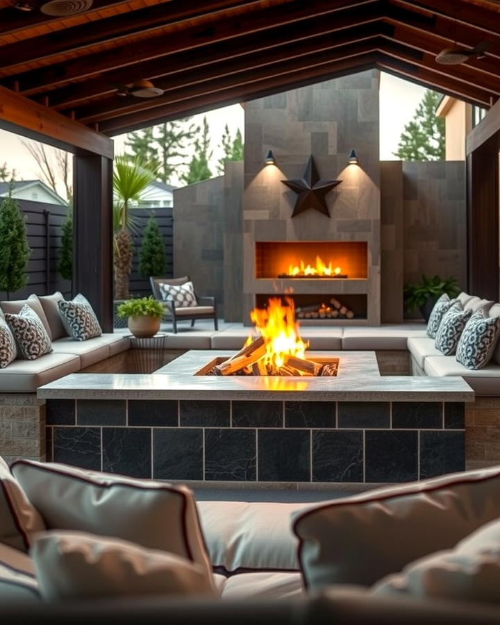 Sunken Lounge Fireplace - 25 Outdoor Fireplace Ideas