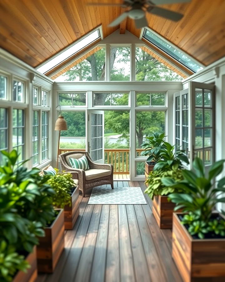 Sunroom and Deck with Built In Planters - 25 Sunroom and Deck Combo Ideas