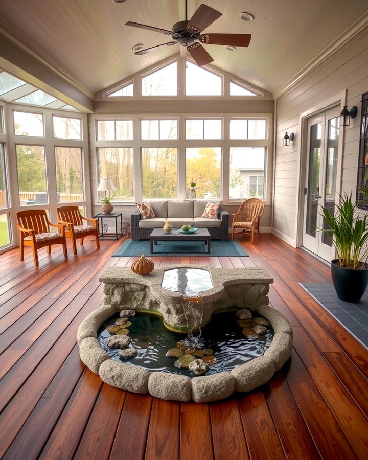 Sunroom with Deck and Water Feature - 25 Sunroom and Deck Combo Ideas