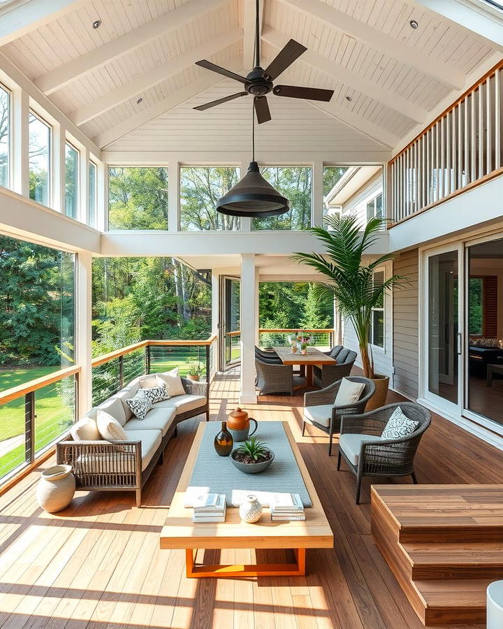 Sunroom with Multi Level Deck - 25 Sunroom and Deck Combo Ideas