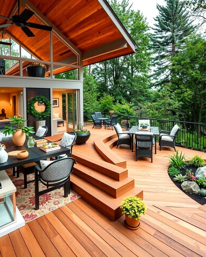 Sunroom with a Multi Level Deck - 25 Sunroom and Deck Combo Ideas