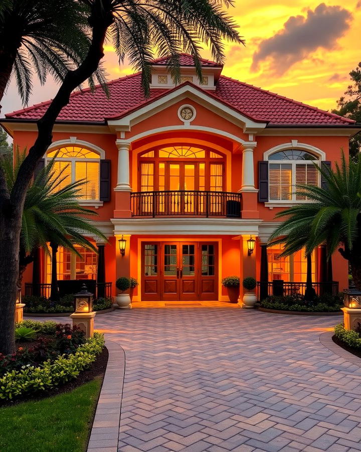 Sunset Orange with Gold Highlights - 25 Orange House Exterior Ideas