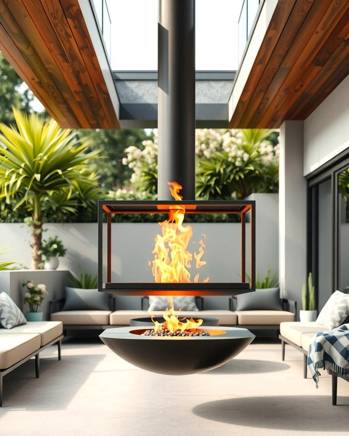 Suspended Fireplace - 25 Outdoor Fireplace Ideas