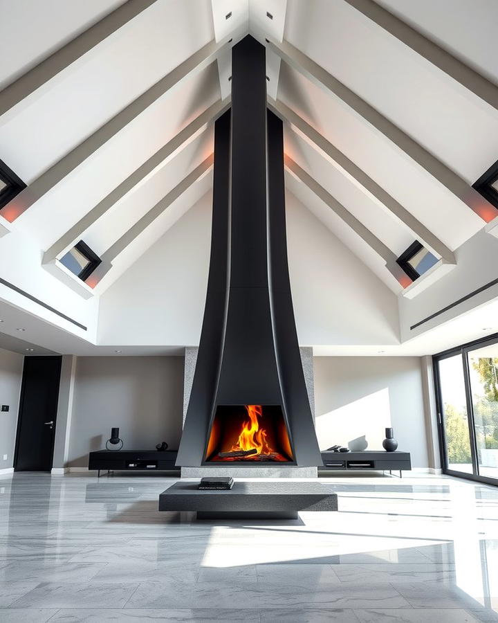 Suspended Fireplaces for a Futuristic Touch - 25 Rooms With Fireplaces With Vaulted Ceilings Features