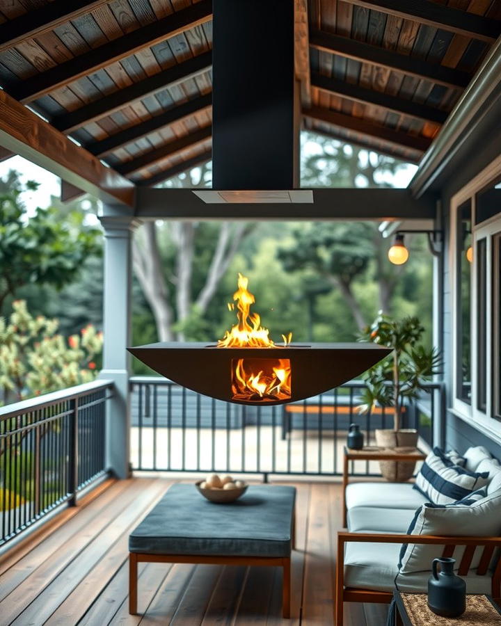 Suspended Fireplaces - 25 Porch Fireplace Ideas