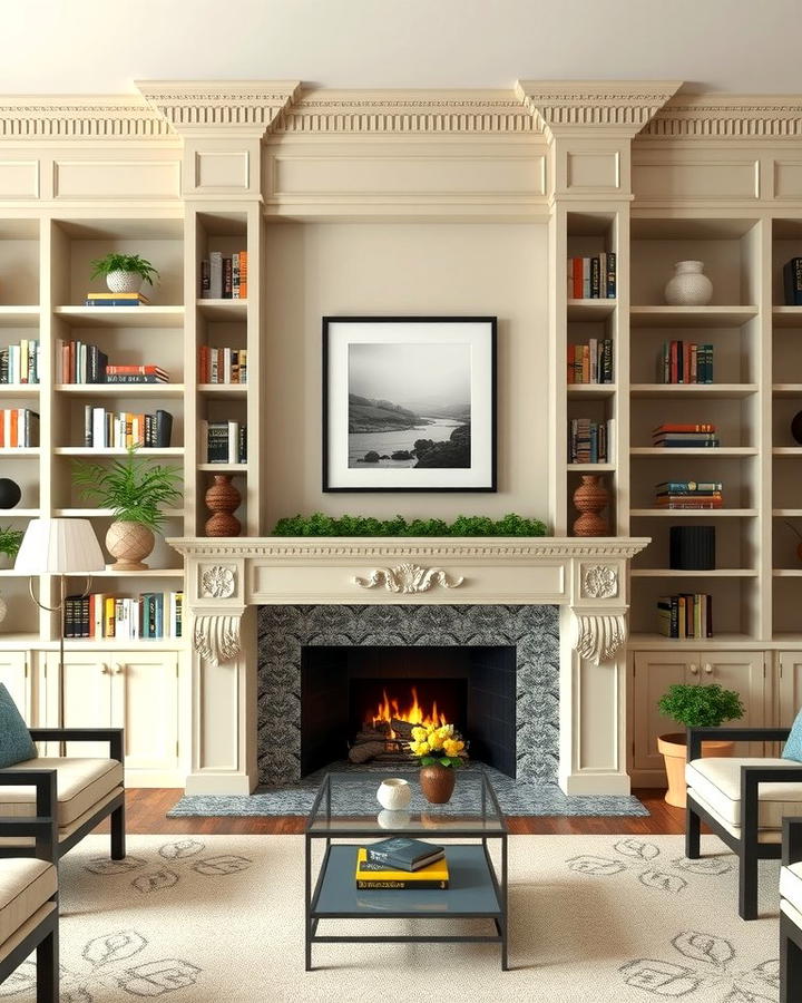 Symmetrical Bookcases 2 - 30 Fireplace Built-in Ideas