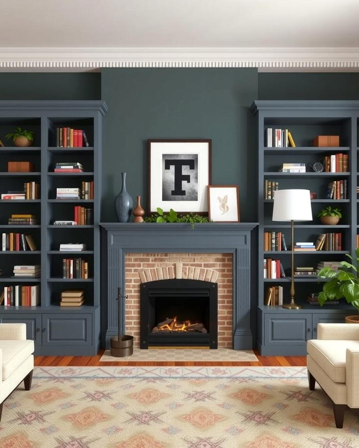 Symmetrical Bookcases - 30 Fireplace Built-in Ideas