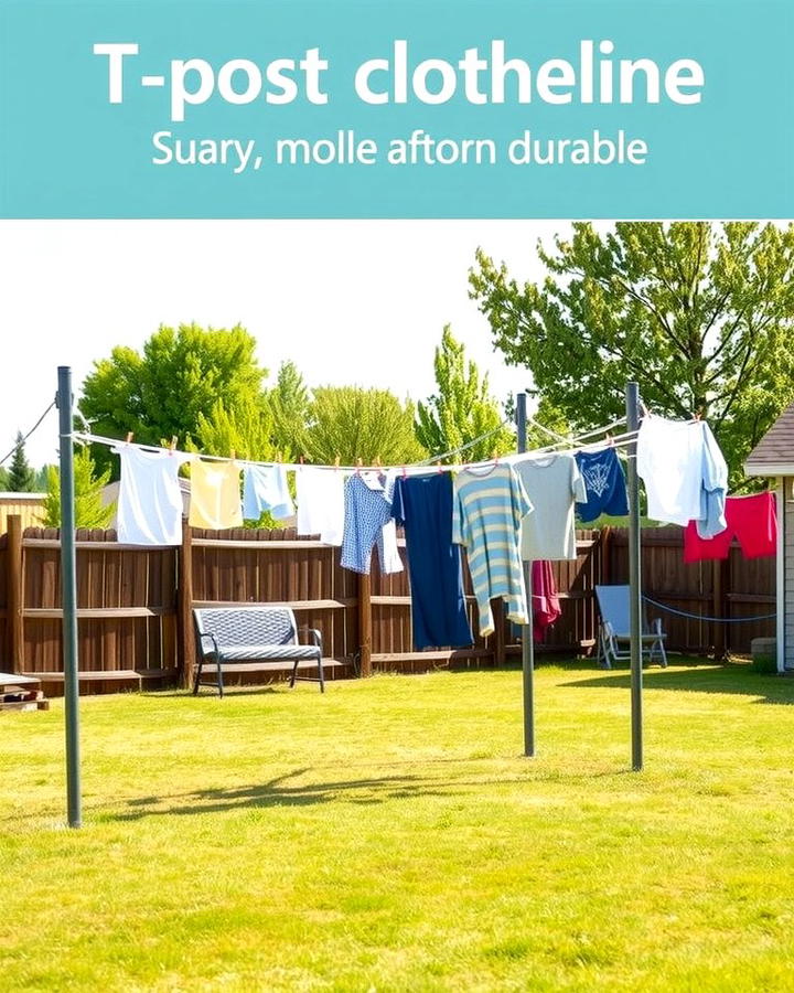 T Post Clothesline for Durability - 25 Outdoor Clothesline Ideas