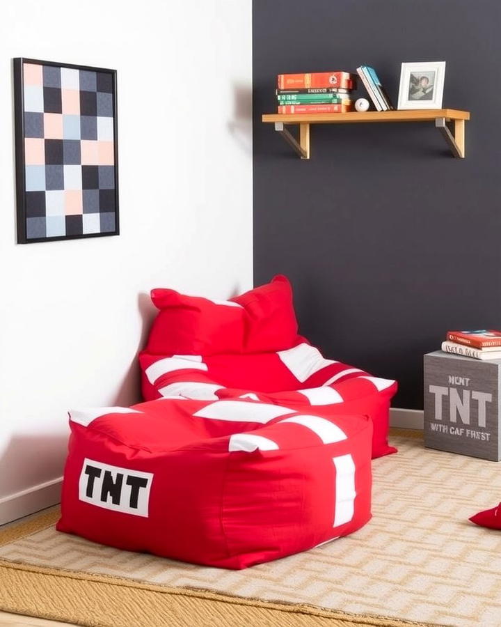 TNT Inspired Bean Bags - 30 Minecraft Themed Bedroom Ideas