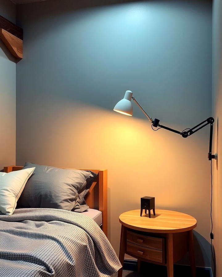 Table Lamps with Adjustable Arms - 25 small bedroom lighting ideas