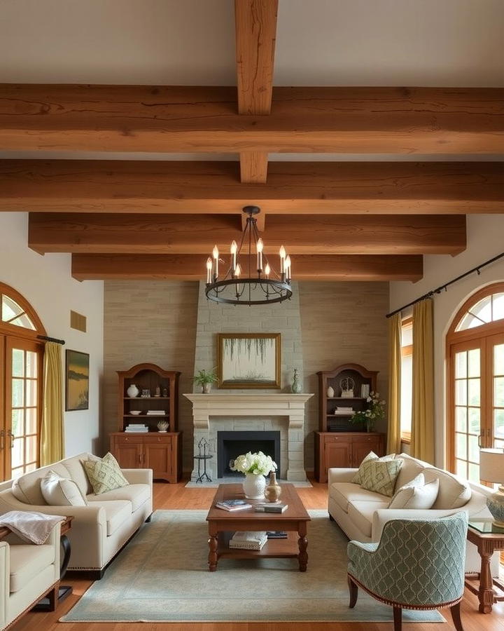 Tan Ceiling Beams - 25 Tan Living Room Ideas