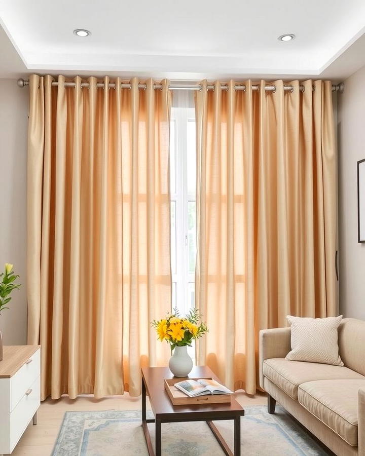 Tan Curtains for a Soft Touch - 25 Tan Living Room Ideas