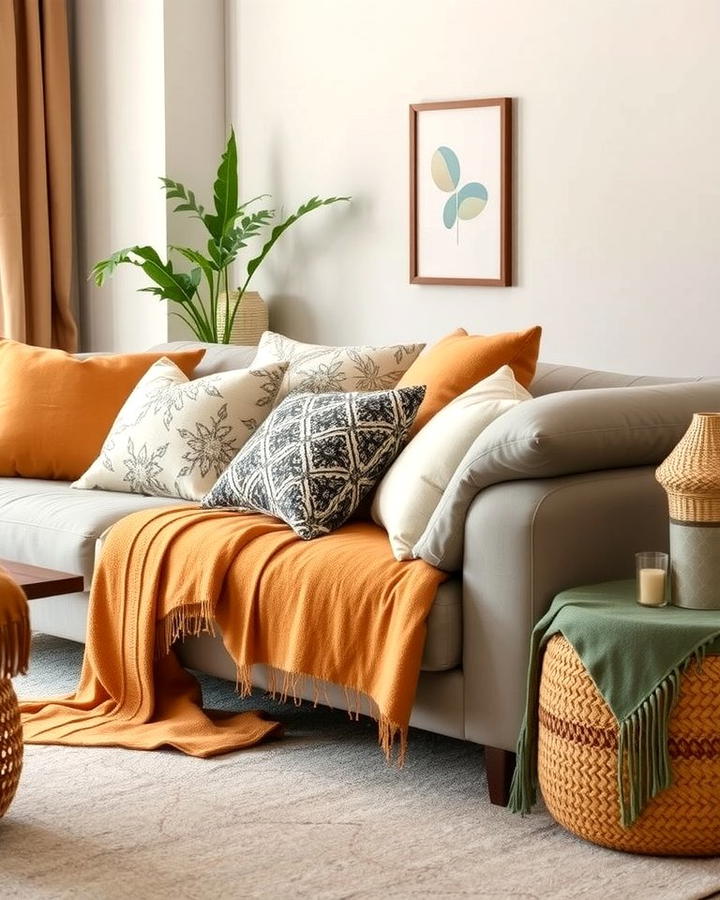 Tan Throws and Cushions for Comfort - 25 Tan Living Room Ideas