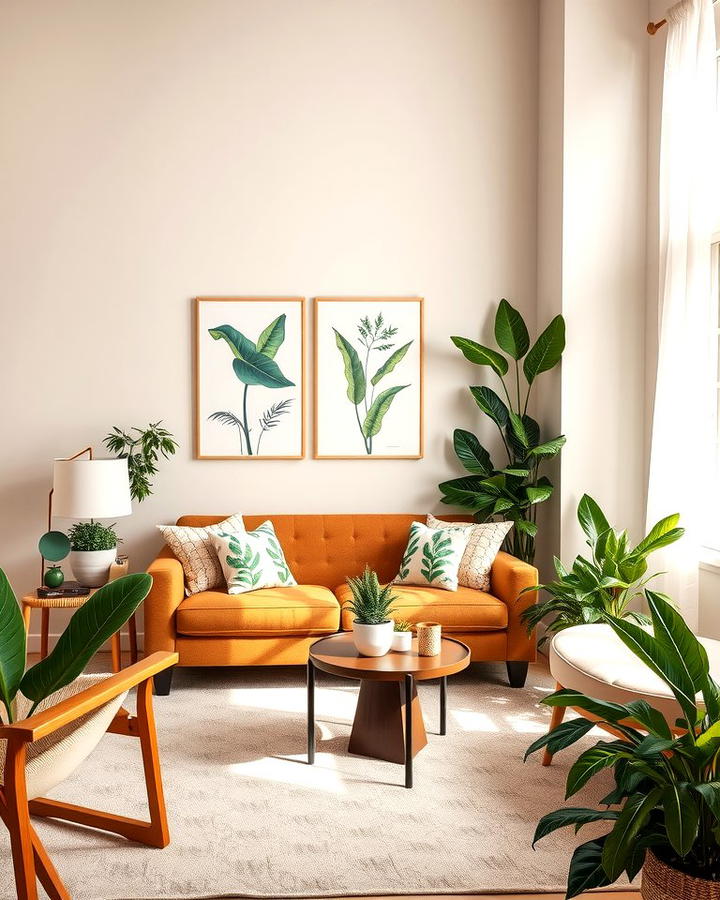 Tan and Green Botanical Theme - 25 Tan Living Room Ideas