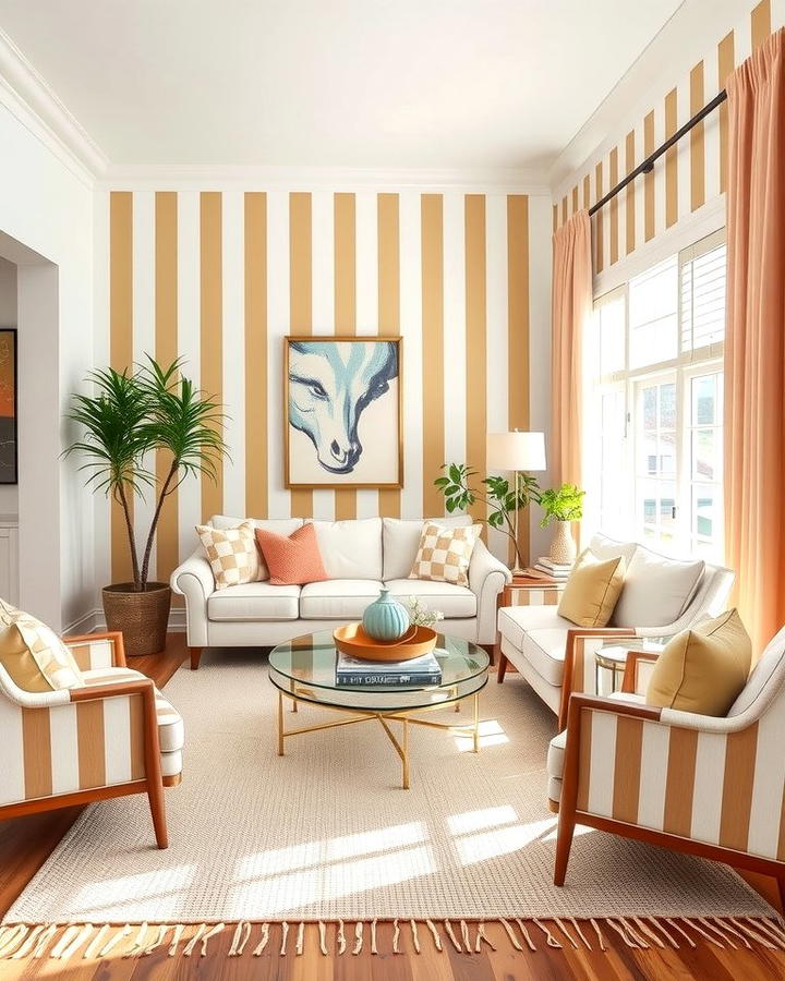 Tan and White Stripes - 25 Tan Living Room Ideas