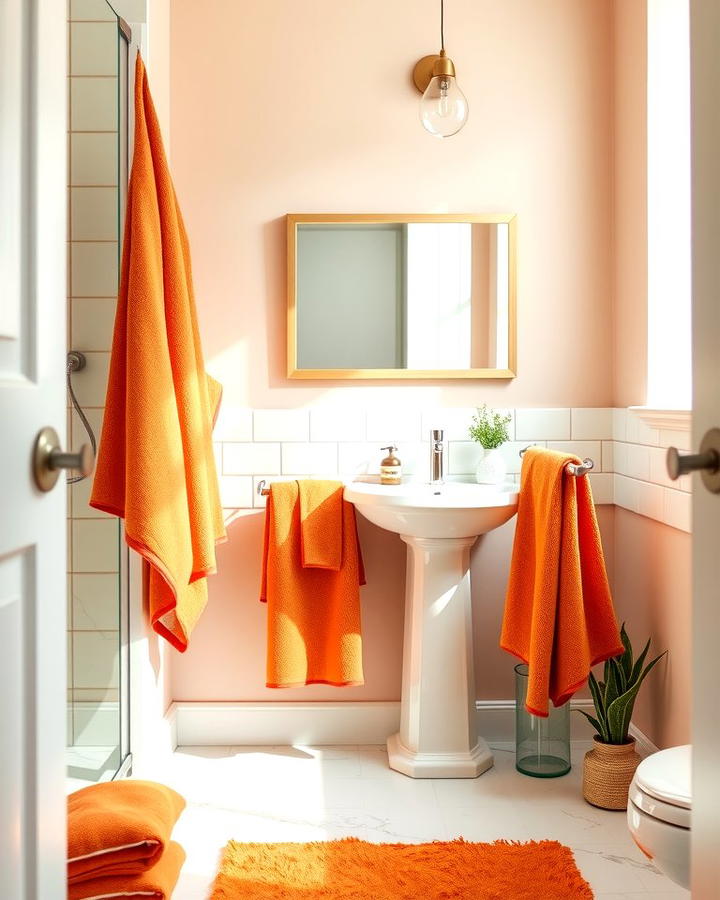 Tangerine Towels - 25 Orange Bathroom Ideas