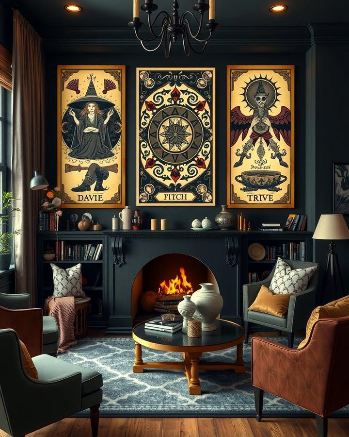 Tarot Card Wall Prints - 30 Witchy Living Room Ideas