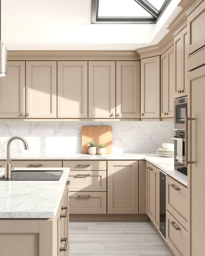 Taupe Cabinets with Quartz Countertops - 30 Taupe Kitchen Cabinet Ideas