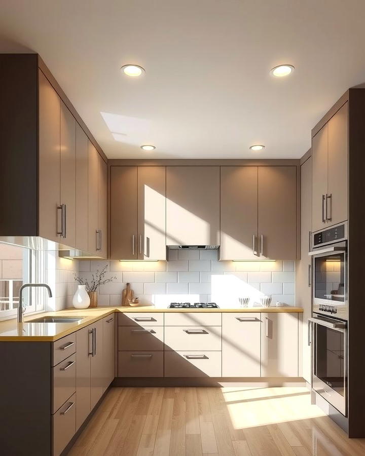 Taupe Cabinets with Recessed Lighting - 30 Taupe Kitchen Cabinet Ideas