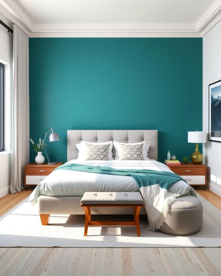 Teal Accent Wall Focus - 25 Teal Bedroom Ideas