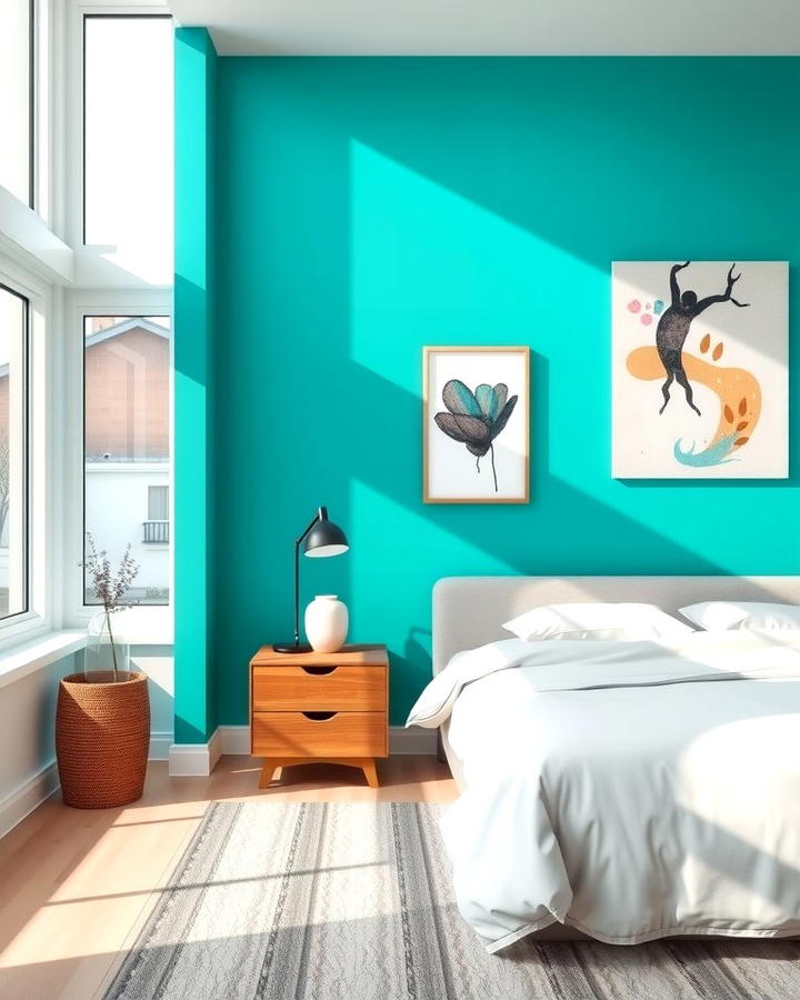 Teal Accent Wall for a Bold Statement - 25 Teal Bedroom Ideas