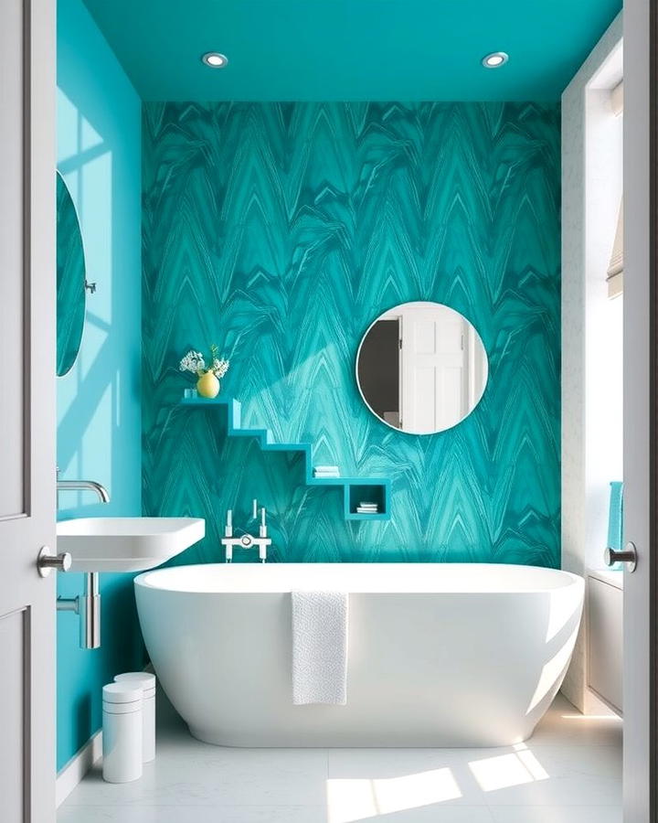 Teal Accent Wall - 30 Teal Bathroom Ideas