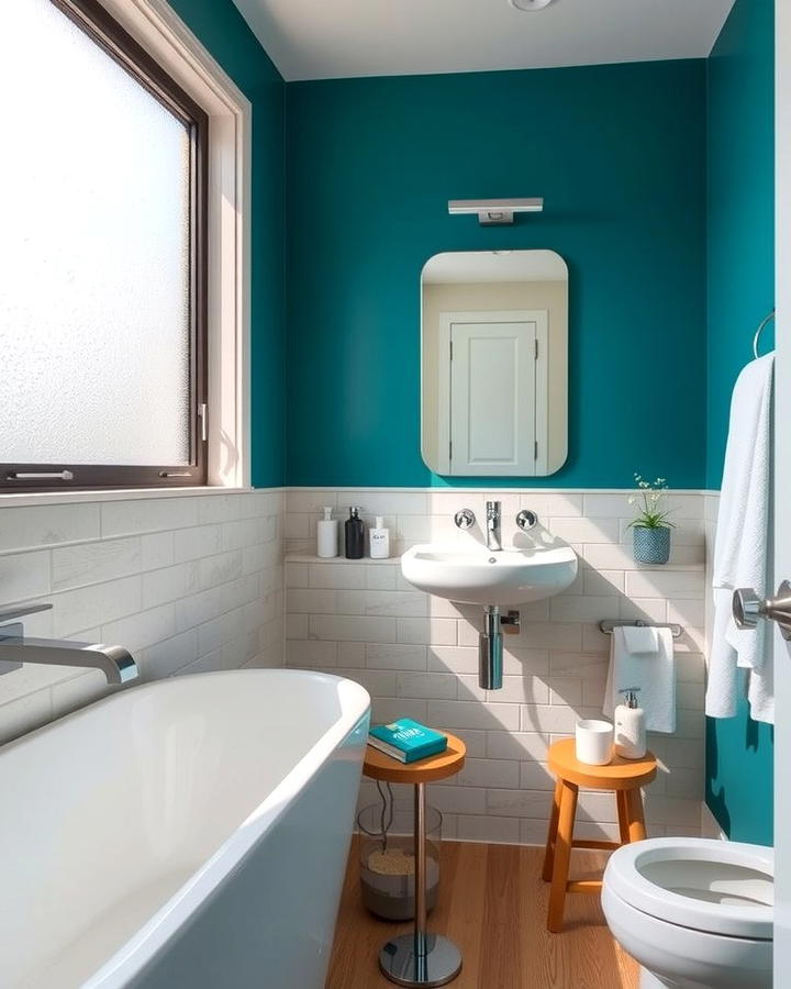 Teal Accent Walls for a Bold Statement - 30 Teal Bathroom Ideas