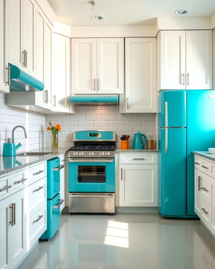 Teal Appliances with White Cabinets 2 - 25 Teal and White Kitchen Ideas