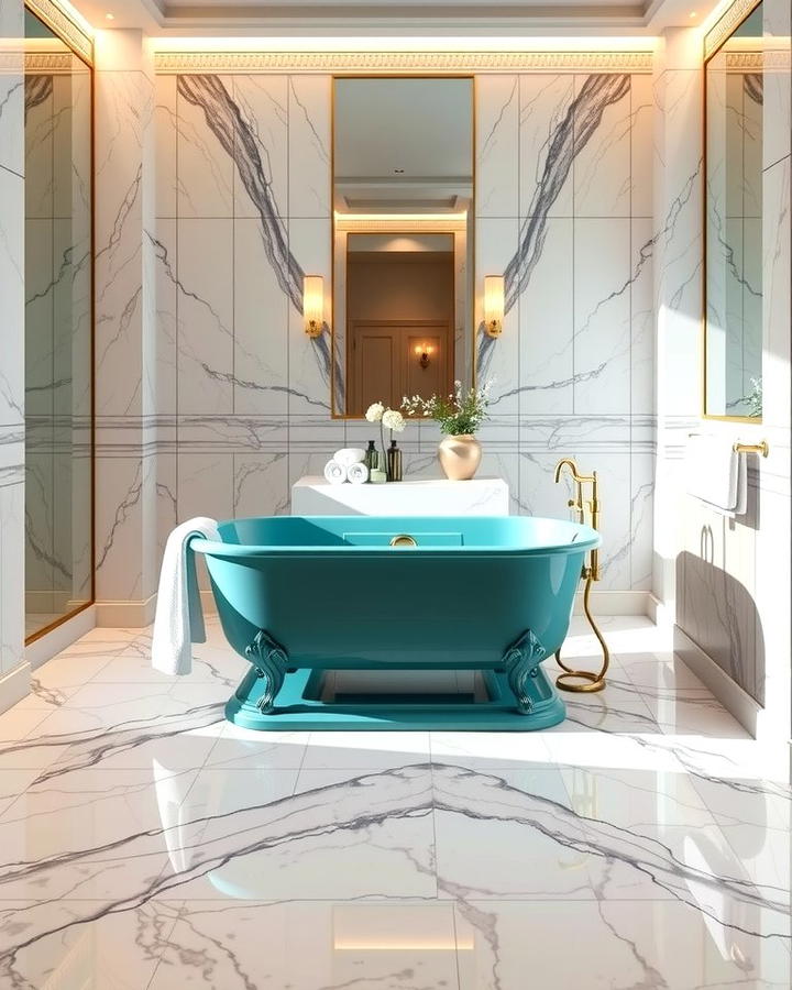 Teal Bathtubs for a Luxurious Touch - 30 Teal Bathroom Ideas