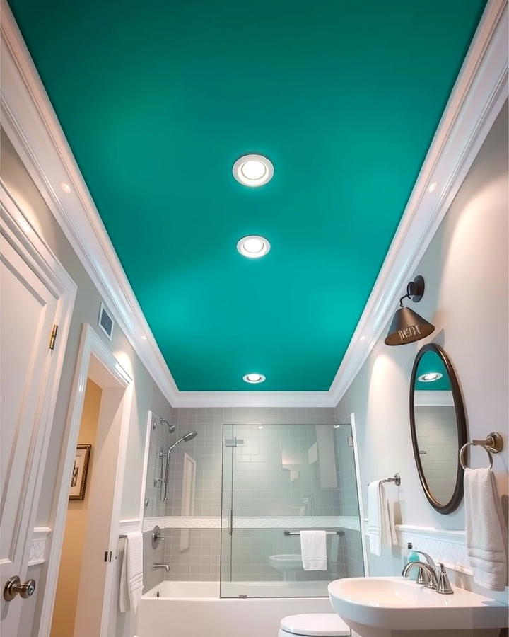 Teal Ceiling for an Unexpected Twist - 30 Teal Bathroom Ideas