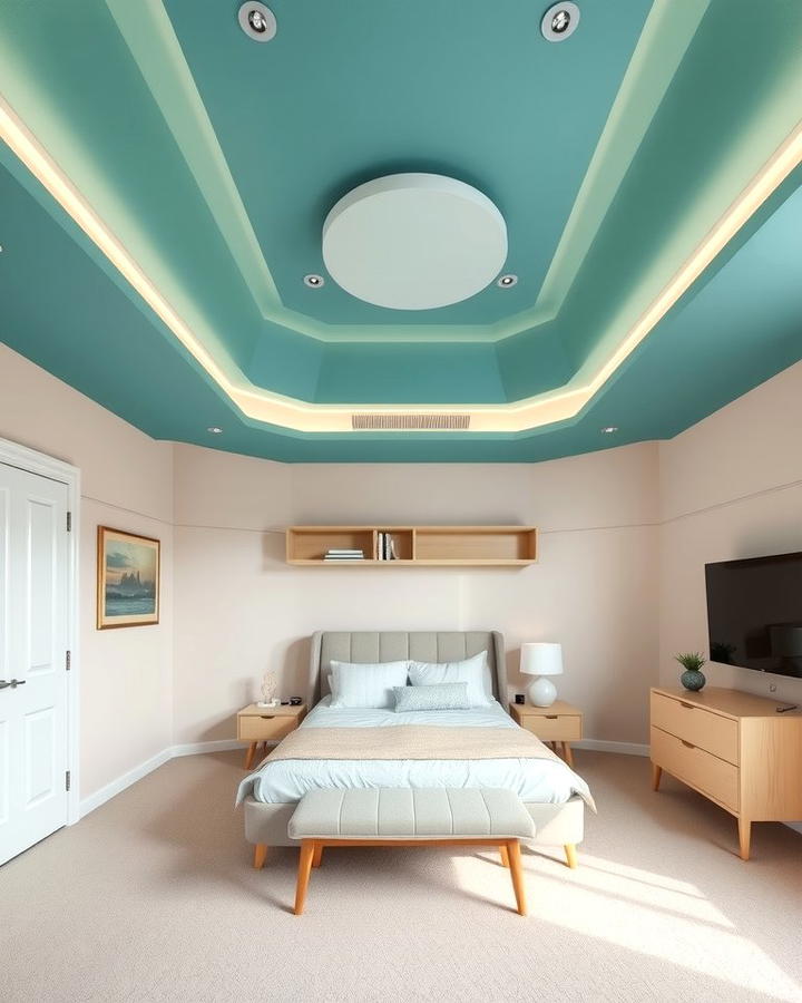 Teal Ceiling for an Unexpected Twist - 25 Teal Bedroom Ideas