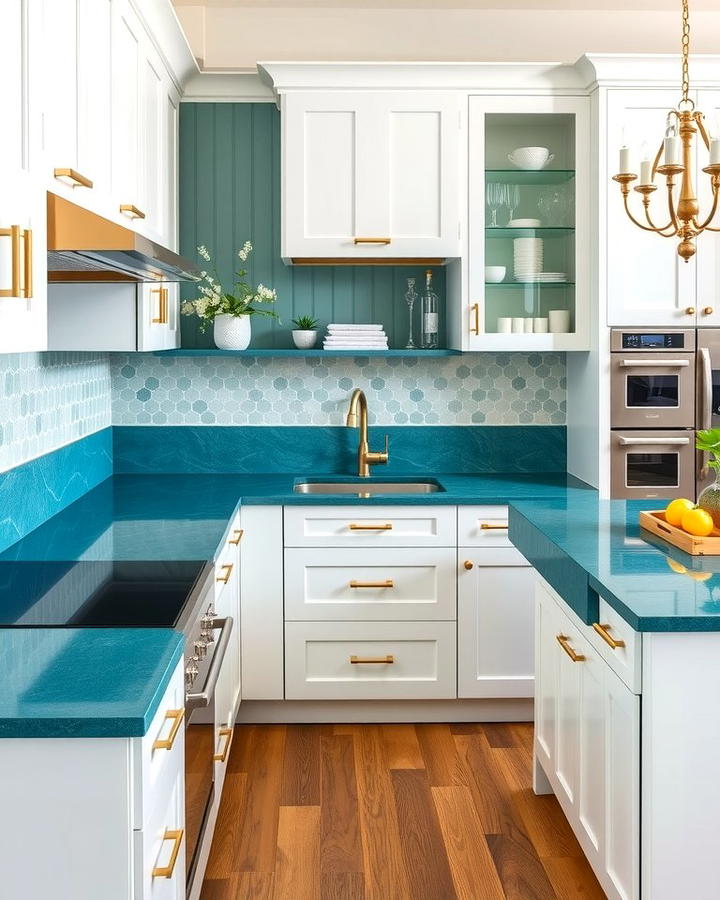 Teal Countertops for a Contemporary Edge - 30 kitchens with blue countertops