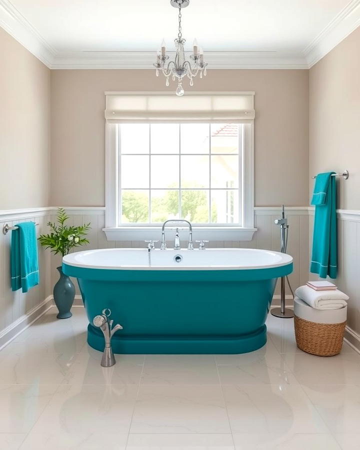 Teal Freestanding Tub - 30 Teal Bathroom Ideas