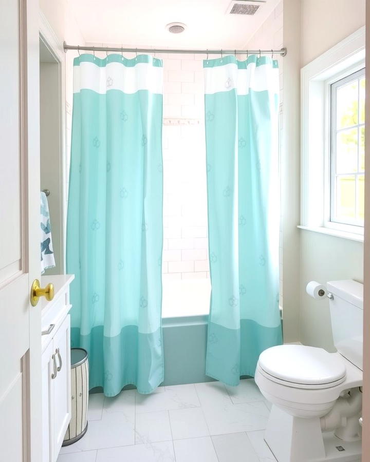 Teal Shower Curtains for a Quick Update - 30 Teal Bathroom Ideas