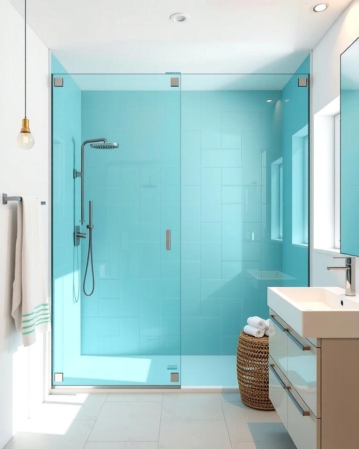 Teal Shower Enclosure - 30 Teal Bathroom Ideas