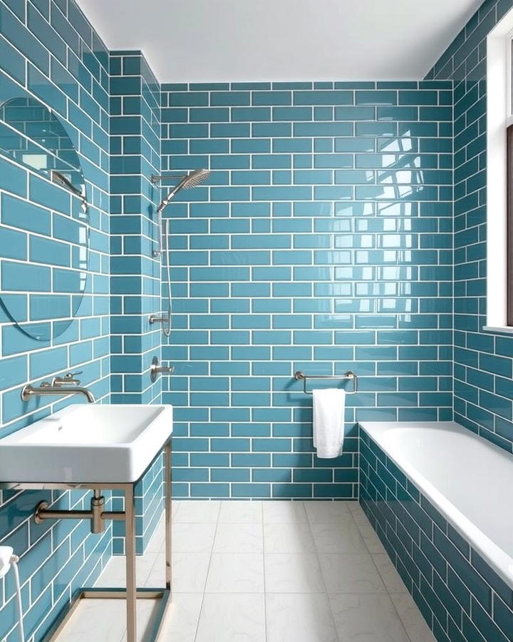 Teal Subway Tiles - 30 Teal Bathroom Ideas