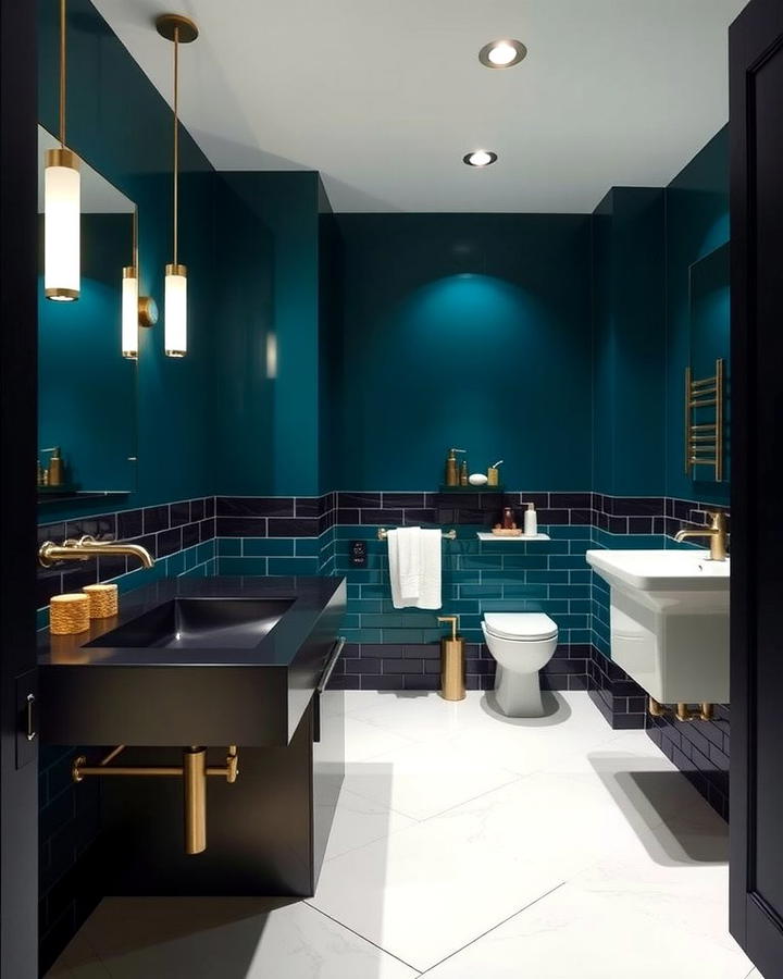 Teal and Black Bathroom - 30 Teal Bathroom Ideas